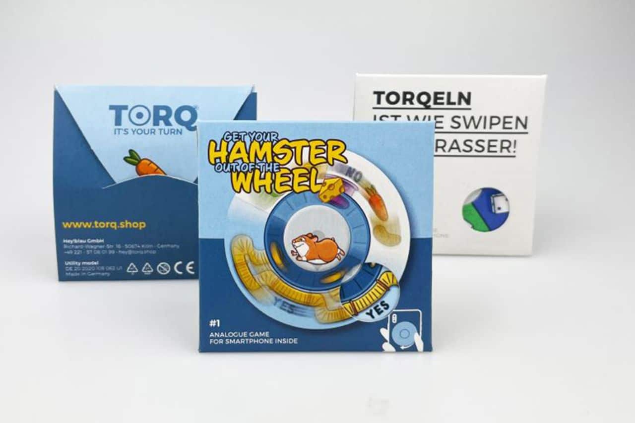 TORQ - Analogue games for smartphones: Design samples with cardboard packaging